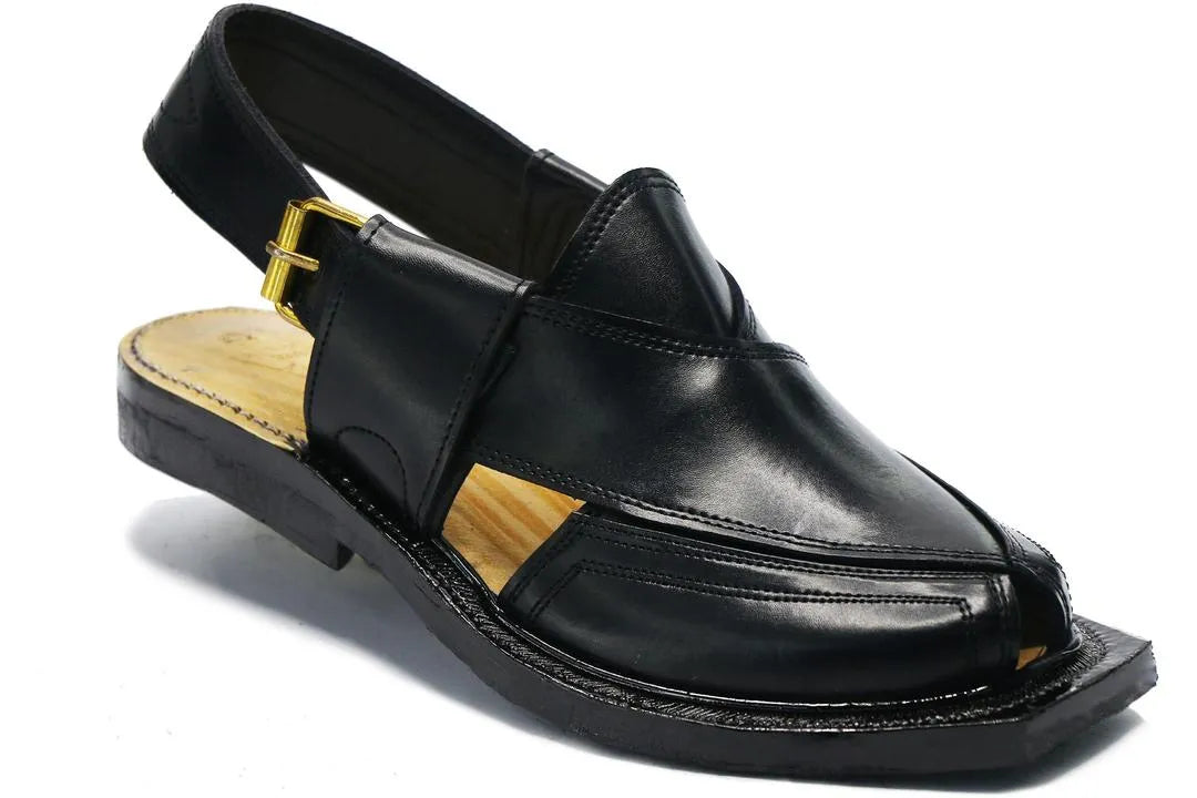 Men's Leather Plain Peshawari Chappal