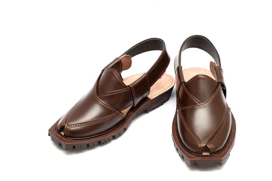 Men's Leather Plain Peshawari Chappal