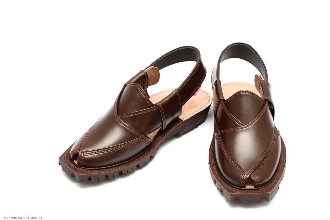 Men's Leather Plain Peshawari Chappal