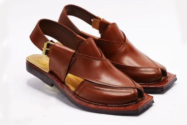 Men's Leather Plain Peshawari Chappal