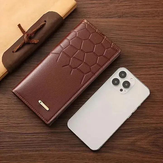 Men's Long Leather Wallet Bifold honey Design