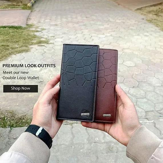 Men's Long Leather Wallet Bifold honey Design