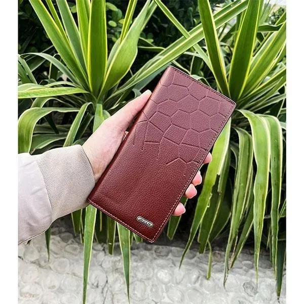 Men's Long Leather Wallet Bifold honey Design
