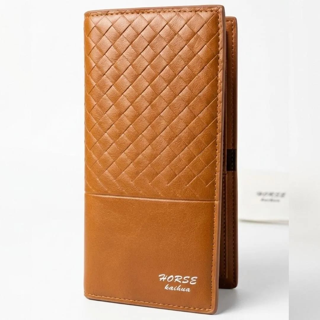Men's Long Leather Wallet Bifold honey Design